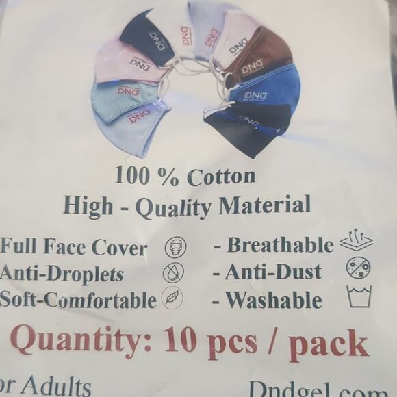 DNDgel 10 Pack Cotton Cloth Face Mask White Comfortable Washable Salon - Picture 3 of 5